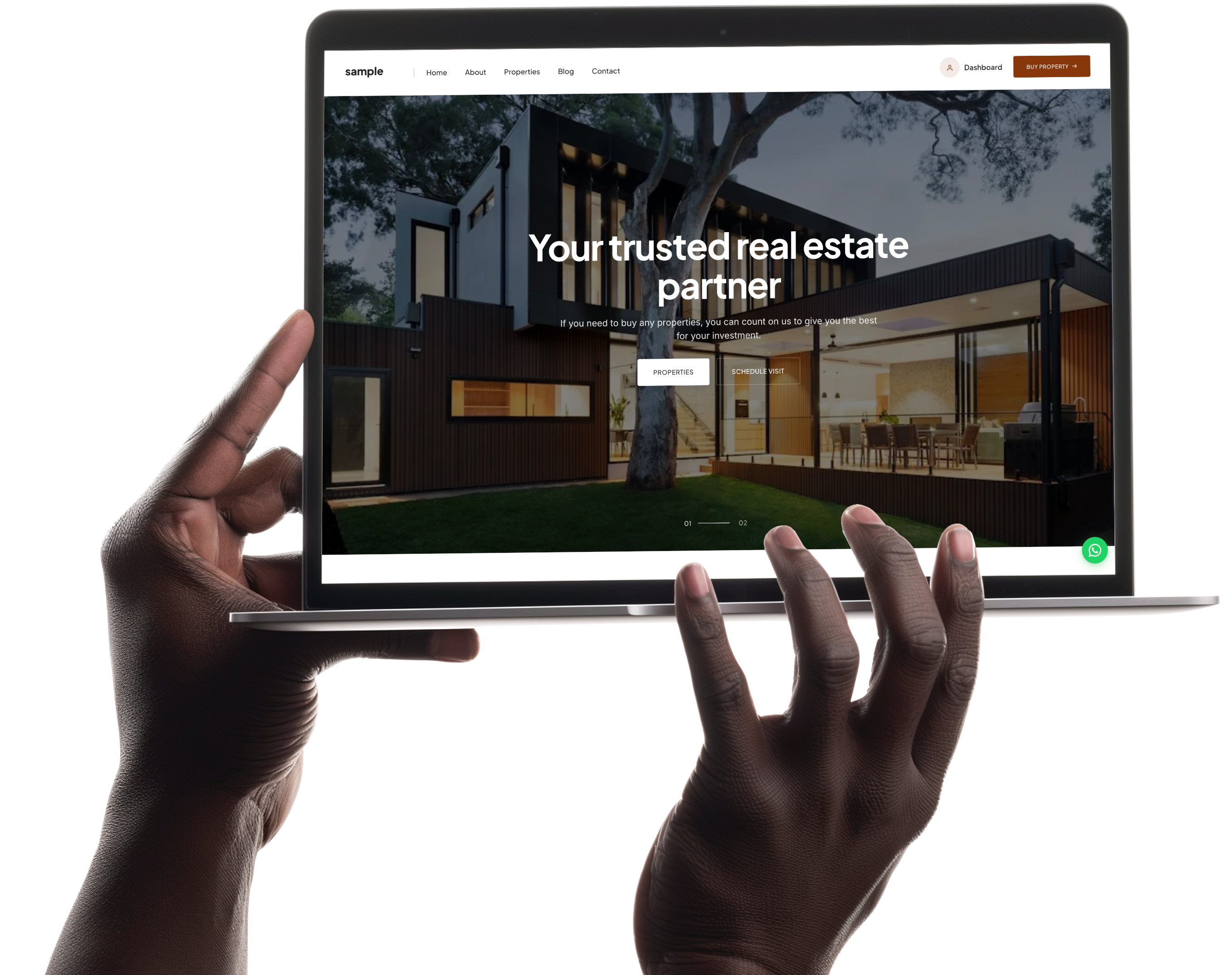 Live real estate website preview on laptop
